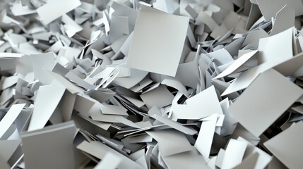 Shredded paper filling a workspace during cleanup