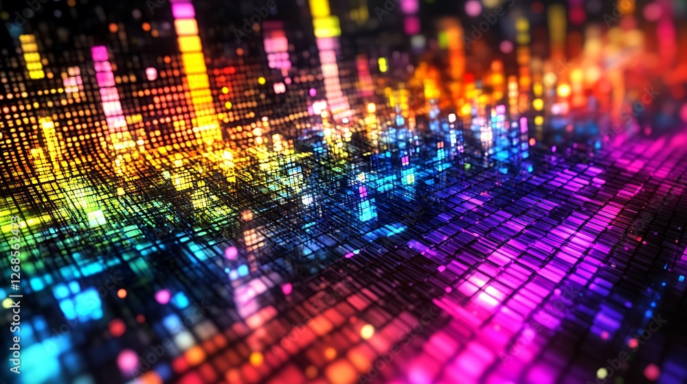 Poster abstract colorful digital data visualization