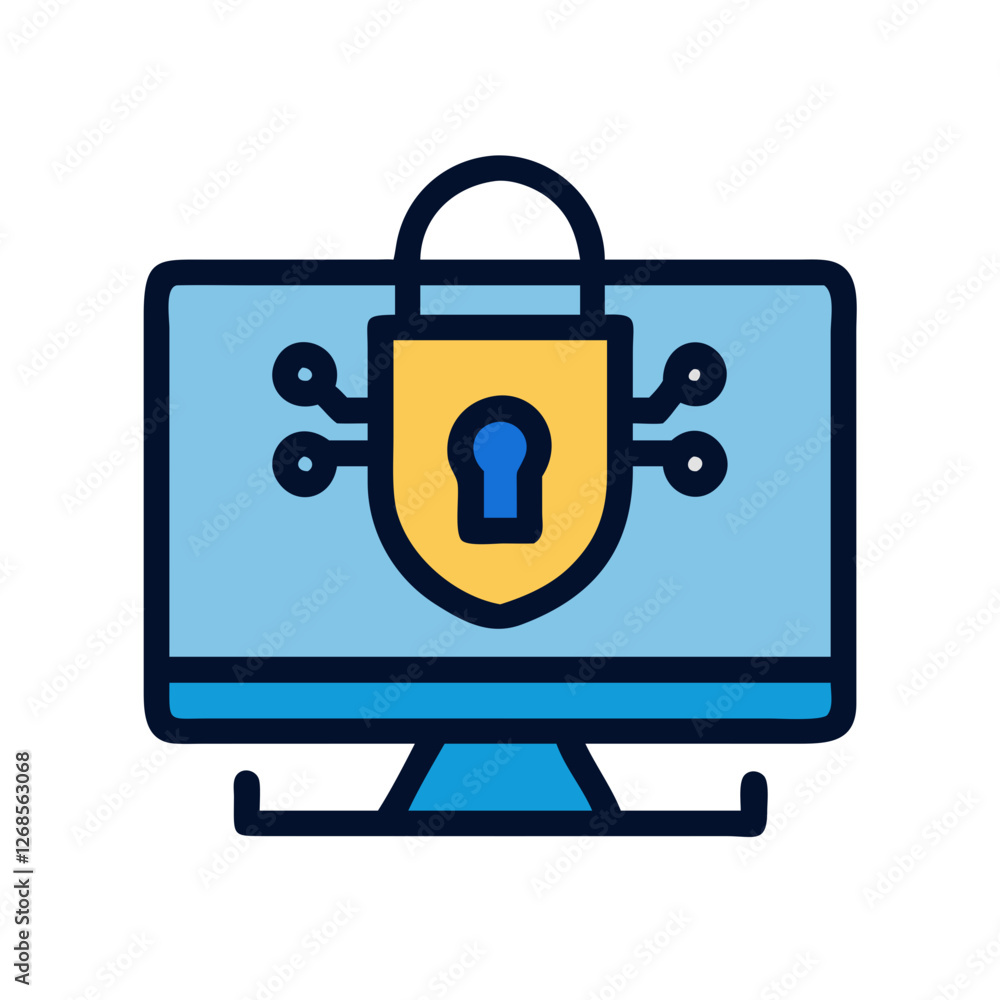Poster flat cybersecurity icon vector - simple design for firewall protection dark web defense.
