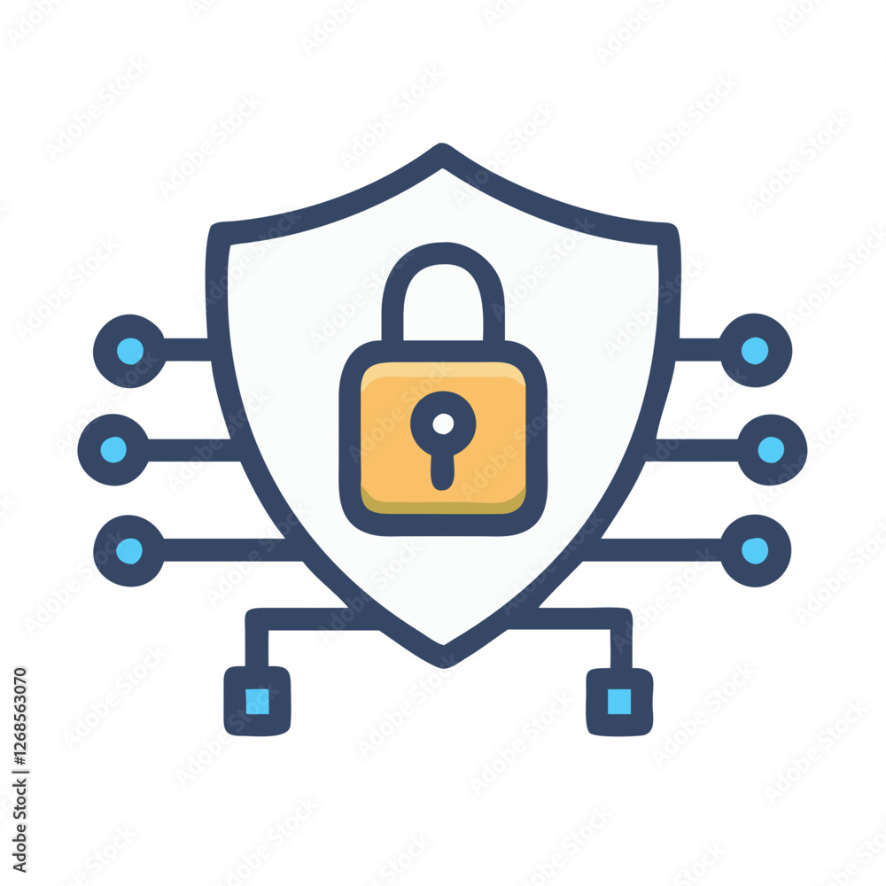 Poster flat cybersecurity icon vector - simple design for firewall protection dark web defense.