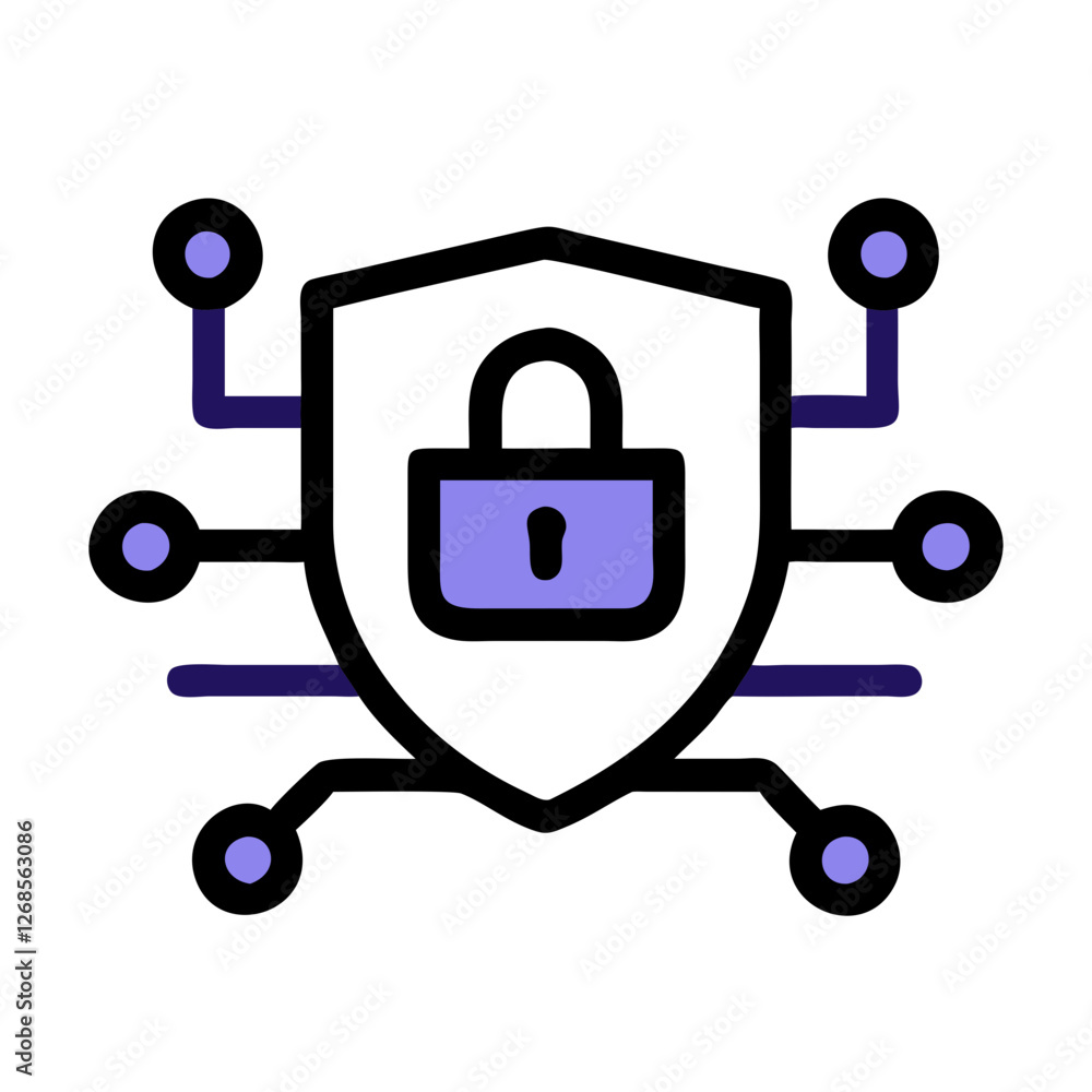 Poster flat cybersecurity icon vector - simple design for firewall protection dark web defense.