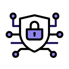 Obraz premium Flat Cybersecurity Icon Vector - Simple Design for Firewall Protection Dark Web Defense.