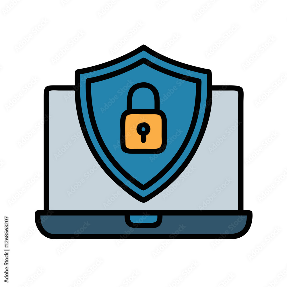 Poster cybersecurity icon vector - futuristic symbol for quantum-safe encryption zero trust.