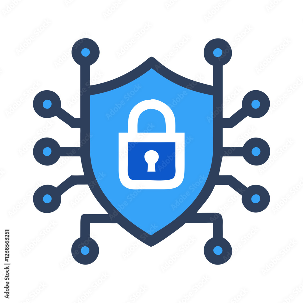 Poster modern cybersecurity shield icon vector - threat prevention symbol for data encryption ai defense.