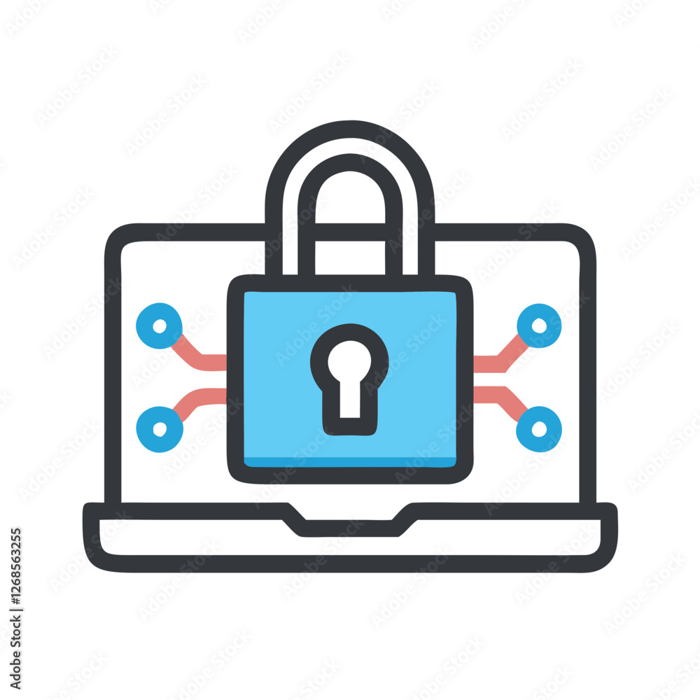 Poster modern cybersecurity shield icon vector - threat prevention symbol for data encryption ai defense.