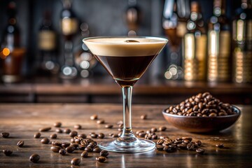 Coffee martini with coffee beans elegant and refreshing drink