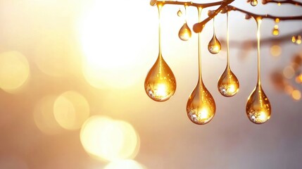 Morning radiance vitamin serum drops nature photography sunlit forest close-up essential health absorption