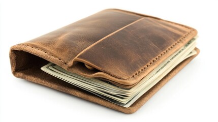 Vintage Leather Wallet with Cash