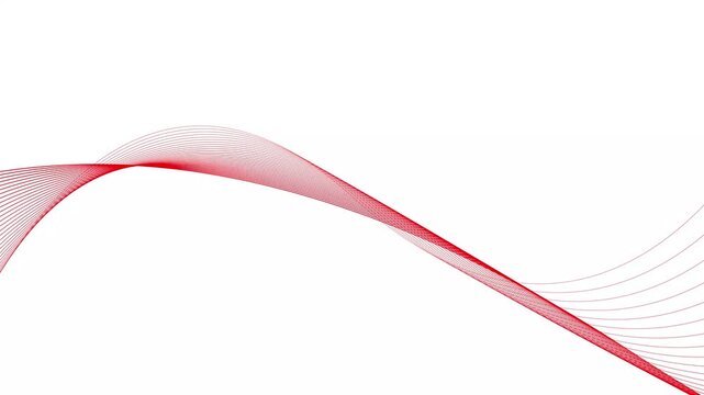 Abstract waves lines minimal elegant red color animation. White background 4k video Seamless looping.