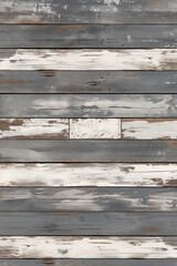 Obraz premium rustic, weathered wood panel design. The layout consists of vertical planks with a distressed appearance, showcasing a mix of gray and white tones. The surface has a textured look, with visible grain 