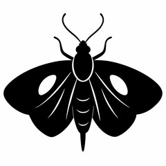Minimalist Black Moth Silhouette Vector