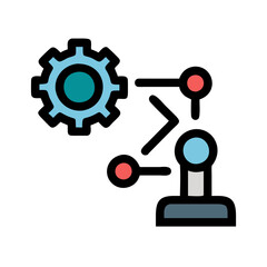 Obraz premium Illustration of interconnected mechanical and robotic components in motion