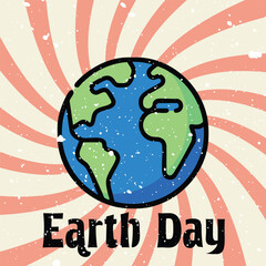 Earth Day retro vector design