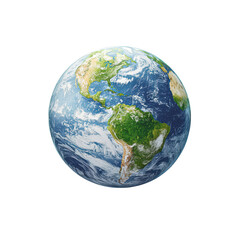 Fototapeta premium Earth Globe Planet View Space Blue Green Continents, isolated on transparent background