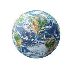 Earth Globe View North America Oceans Clouds Space, isolated on transparent background