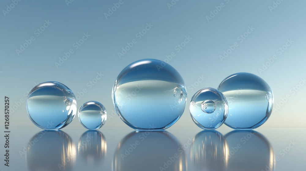 Aufkleber delicate water droplets rest on a glossy surface, creating a mesmerizing display. the soft light of 