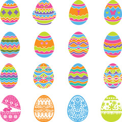 Easter Eggs Collection Set, Decorative Easter Egg Colorful Easter Eggs Collection illustration