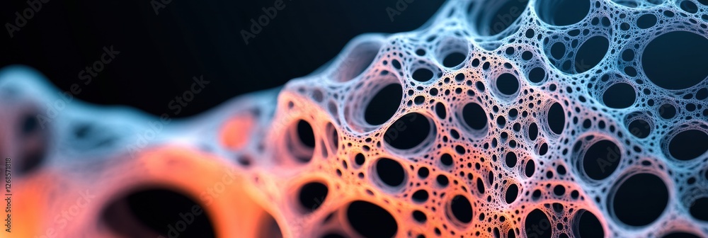 Poster Intricate patterns of bubbles and voids create a mesmerizing abstract design in vibrant colors. Generative AI
