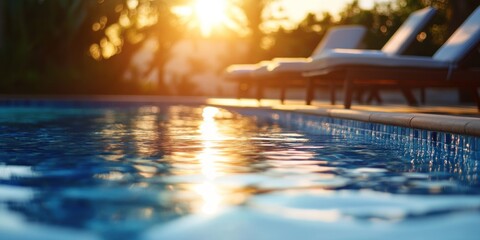 Sunset Serenity: Poolside Relaxation at Golden Hour