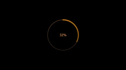 Abstract 45% number percent circle loading pie chart circle modern design orange color animation.
