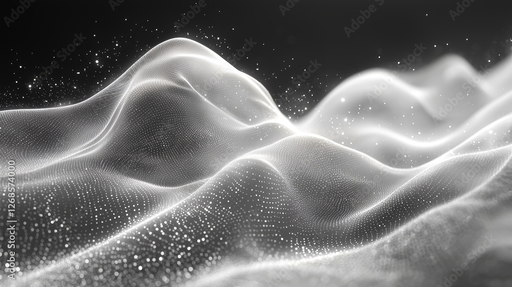 Poster abstract representation of flowing waves with a luminous, ethereal quality.
