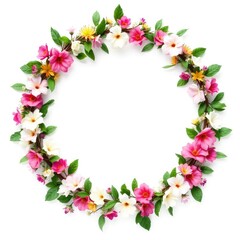 Floral wreath on a minimalist white background, wreath, greenery, leaves