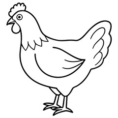 Minimalist Chicken Line Art Vector