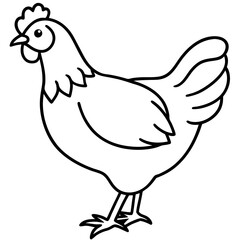Minimalist Chicken Line Art Vector