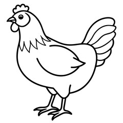 Minimalist Chicken Line Art Vector
