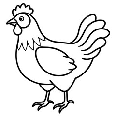Minimalist Chicken Line Art Vector