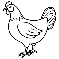 Minimalist Chicken Line Art Vector