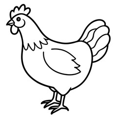 Minimalist Chicken Line Art Vector