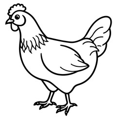Minimalist Chicken Line Art Vector
