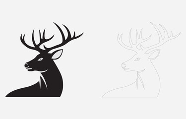 Deer vector art Illustration Isolated on white background