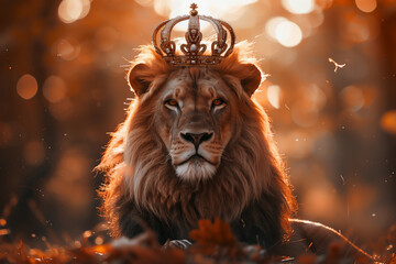 front lion wearing crown