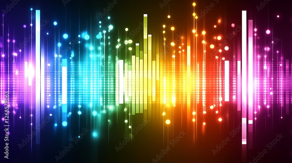 Poster abstract colorful light bars and dots pattern