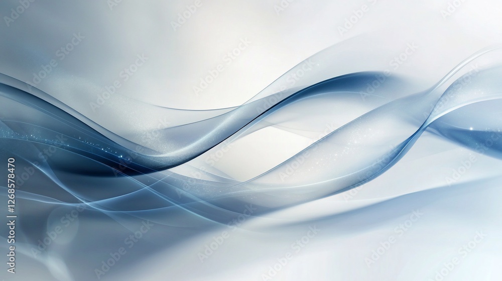 Poster abstract blue and white wave pattern with subtle light effects and smooth curves