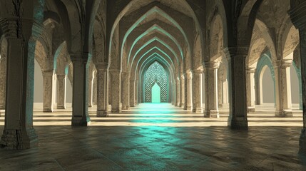 Obraz premium Elegant Archways in a Sprawling City Scene with Dramatic Lighting