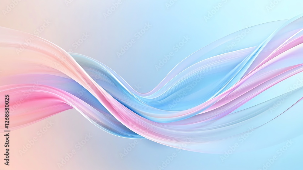 Poster abstract pastel wave design with flowing curves and smooth blending colors for creative backgrounds.