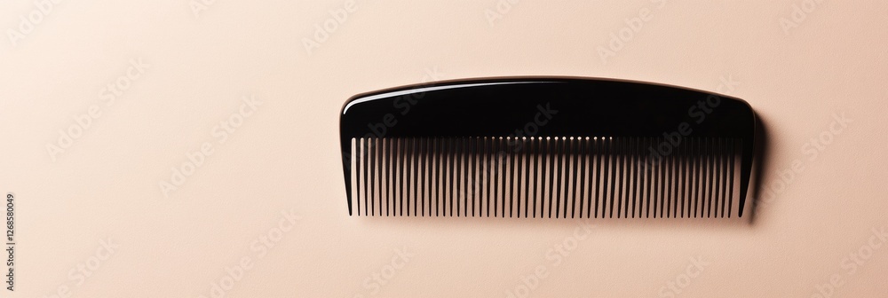 Poster Classic black comb placed on a smooth light surface for styling and grooming hair effortlessly in daily routines. Generative AI