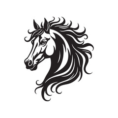 Stylized Horse Head Silhouette Vector Art Design