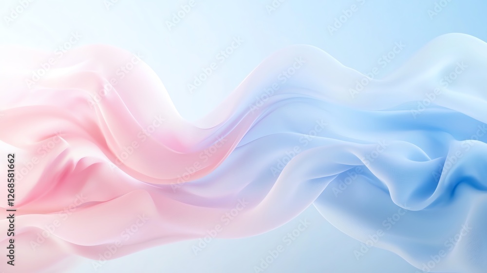 Poster abstract soft pink and blue gradient waves blending seamlessly on a smooth textured background.