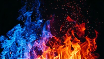 blue and red fire