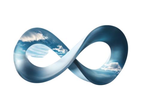 Infinity symbol with sky and clouds design