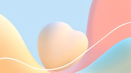 A soft, pastel-colored abstract design featuring a heart shape, blending gentle waves and curves against a light blue background.
