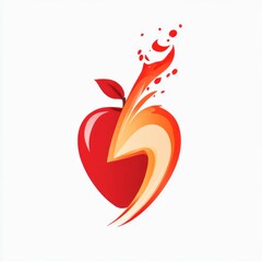 Obraz premium Abstract apple logo with fire, healthy lifestyle