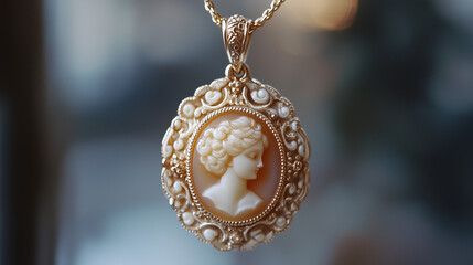 Elegant vintage pendant showcasing intricate cameo design, timeless beauty