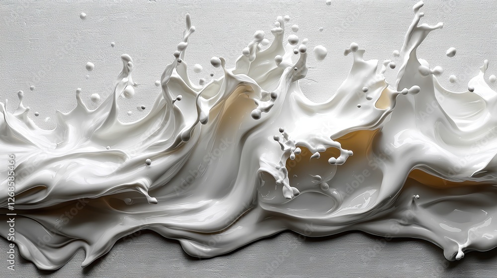 Poster abstract depiction of dynamic white paint resembling waves or splashes.