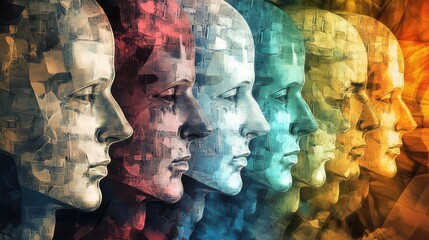 Colorful abstract human figures