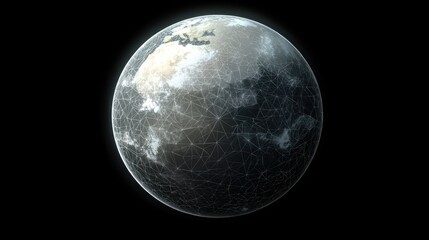 Global Network Earth Isolated on Black Background